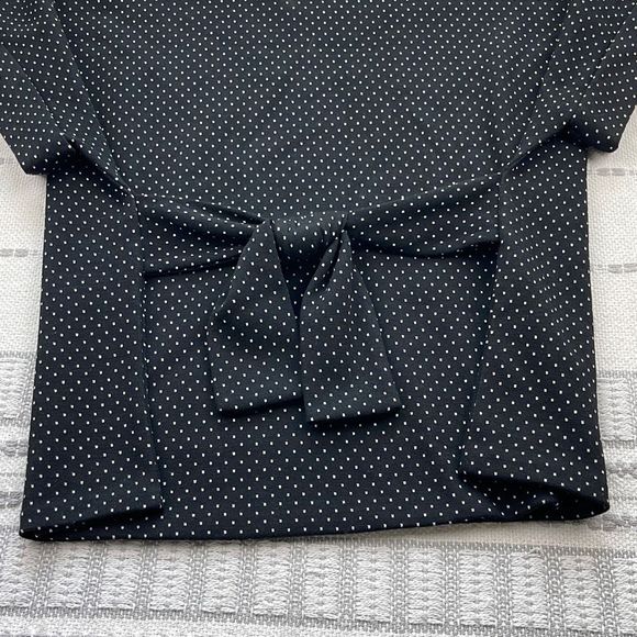 Express Blouse Womens XS Short Sleeve Top Front Tie Waist Stretch Shirt Black - Picture 4 of 9